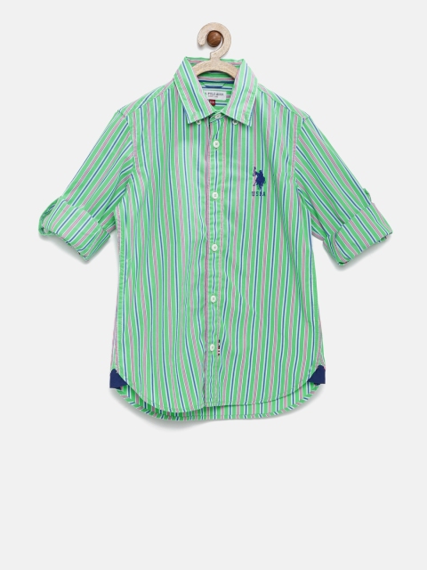

U.S. Polo Assn. Kids Boys Green & Pink Striped Casual Shirt