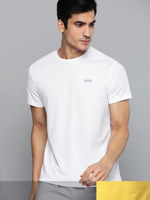 

HRX by Hrithik Roshan Men Pack of 2 White & Yellow Printed Running T-shirt
