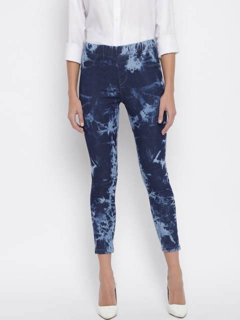 

TALES & STORIES Women Blue Tie & Dye Printed Jeggings
