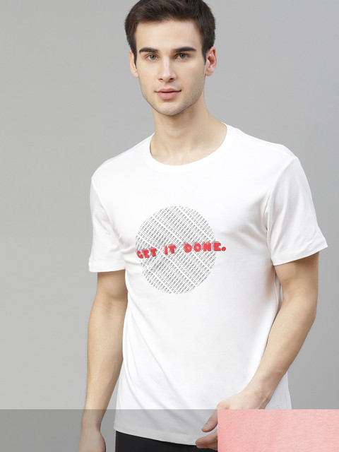 

HRX By Hrithik Roshan Men Pack of 2 Typographic Organic Cotton Lifestyle & Yoga Tshirt, White