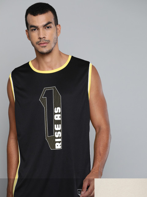 

HRX By Hrithik Roshan Men Pack of 2 Typographic Basketball & Yoga Tshirts, Black