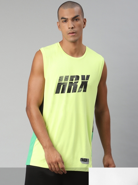 

HRX by Hrithik Roshan Men Pack Of 2 Printed Rapid Dry Tshirts, Yellow