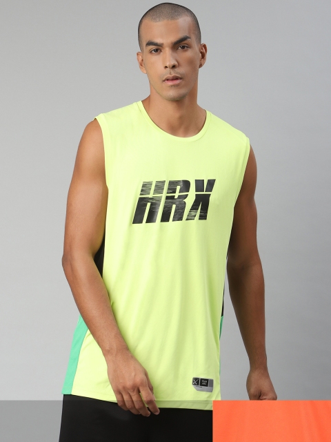 

HRX by Hrithik Roshan Men Pack Of 2 Printed Rapid Dry Tshirts, Yellow