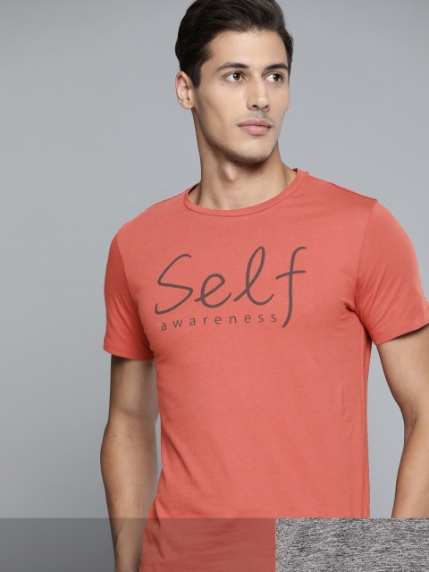 

HRX by Hrithik Roshan Men Pack Of 2 Printed Tshirts, Rust