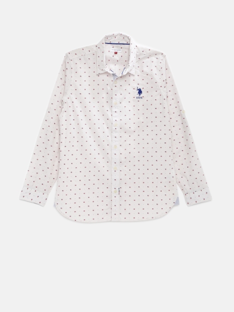 

U.S. Polo Assn. Kids Boys Off-White Printed Casual Shirt