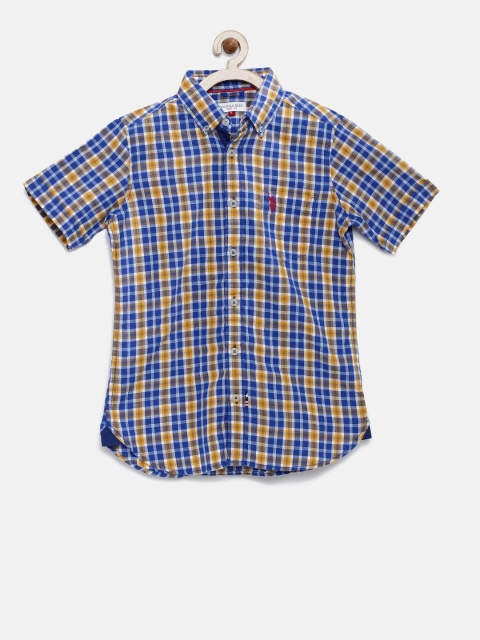 

U.S. Polo Assn. Kids Boys Blue & Yellow Checked Casual Shirt