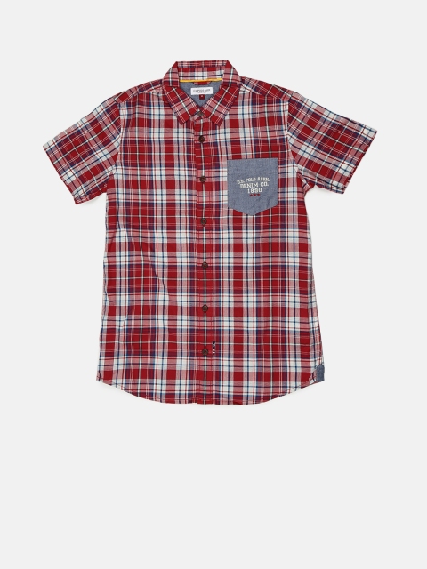 

U.S. Polo Assn. Kids Boys Red Regular Fit Checked Casual Shirt