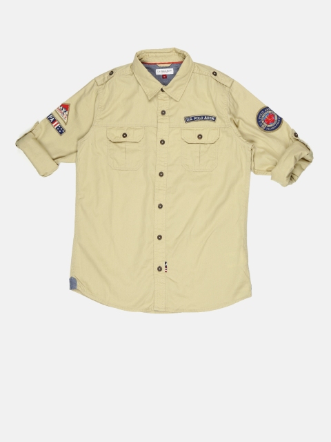 

U.S. Polo Assn. Kids Boys Khaki Regular Fit Solid Casual Shirt