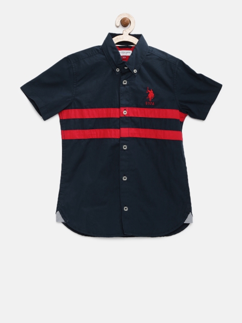 

U.S. Polo Assn. Kids Boys Navy Solid Casual Shirt, Navy blue
