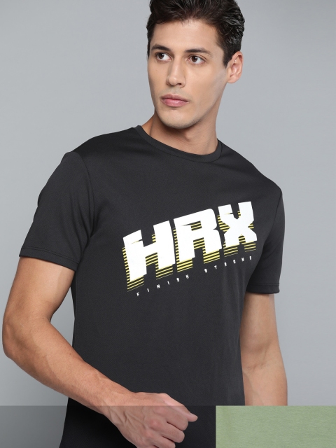 

HRX by Hrithik Roshan Men Pack Of 2 Printed Round-Neck T-shirts, Green