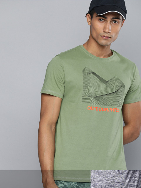 

HRX by Hrithik Roshan Men Pack Of 2 Round-Neck T-shirts, Green