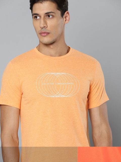 

HRX By Hrithik Roshan Men Pack of 2 Typographical Printed Rapid-Dry Training T-shirt, Peach