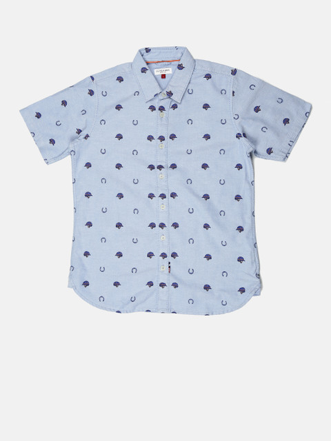 

U.S. Polo Assn. Kids Boys Blue Printed Casual Shirt
