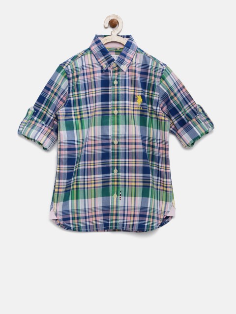

U.S. Polo Assn. Kids Boys Green & Navy Checked Casual Shirt