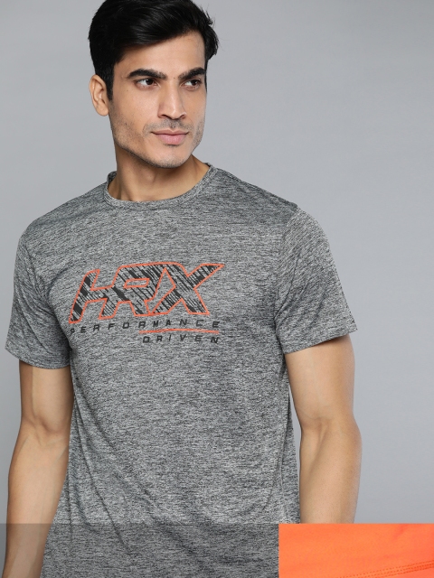 

HRX By Hrithik Roshan Men Pack of 2 Grey & Orange Typographic Rapid-Dry Training T-shirt