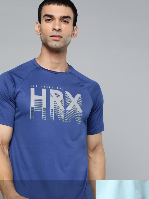 

HRX by Hrithik Roshan Men Pack Of 2 Printed T-shirts, Blue