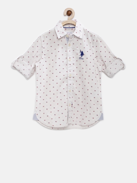 

U.S. Polo Assn. Kids Boys White & Red Printed Casual Shirt