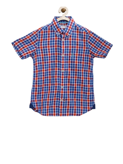 

U.S. Polo Assn. Kids Boys Navy & Red Checked Casual Shirt, Navy blue