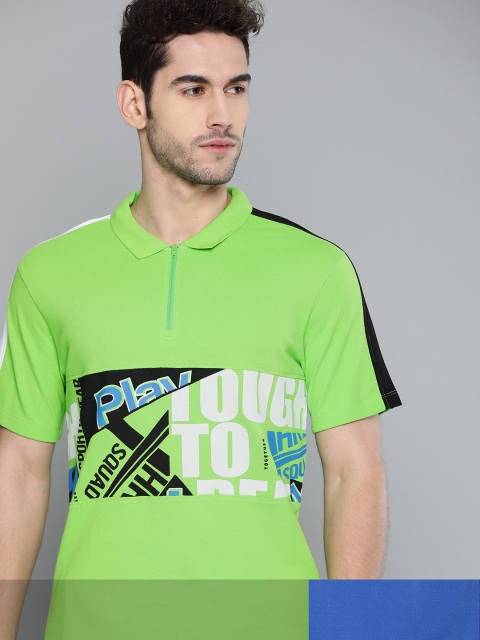 

HRX By Hrithik Roshan Men Pack Of 2 Colourblocked Casual T-shirts, Lime green
