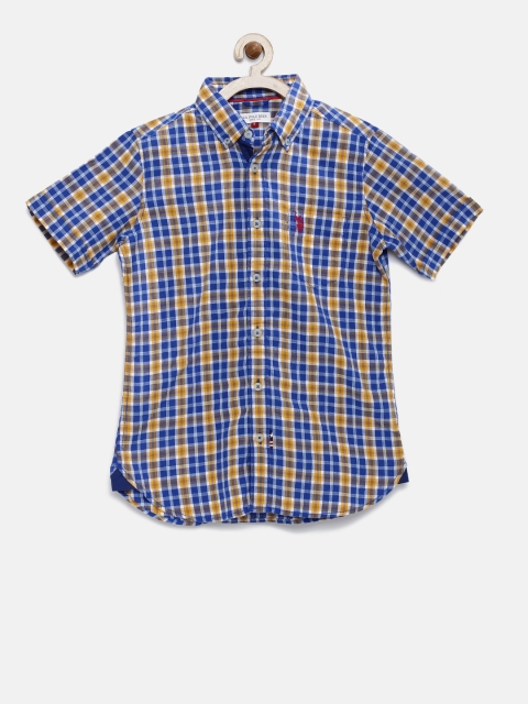 

U.S. Polo Assn. Kids Boys Blue Regular Fit Checked Casual Shirt