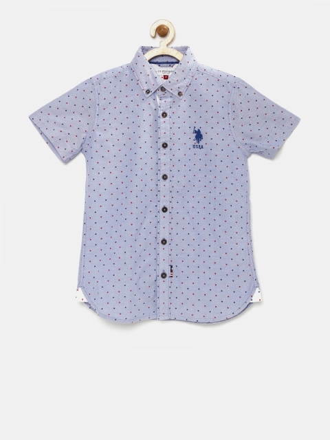 

U.S. Polo Assn. Kids Boys Blue Printed Casual Shirt