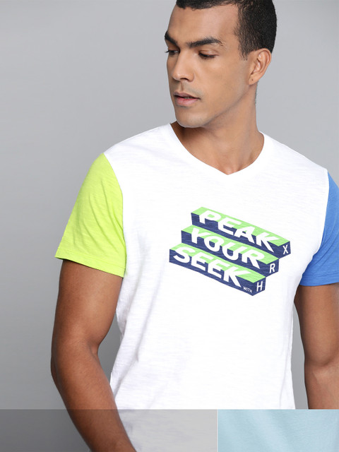 

HRX By Hrithik Roshan Men Pack Of 2 Pure Cotton Bio-Wash Lifestyle T-shirts, White