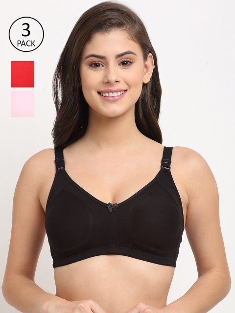 

Friskers Black & Red Pack of 3 Bra Lightly Padded