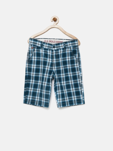 

U.S. Polo Assn. Kids Boys Blue Checked Regular Fit Shorts