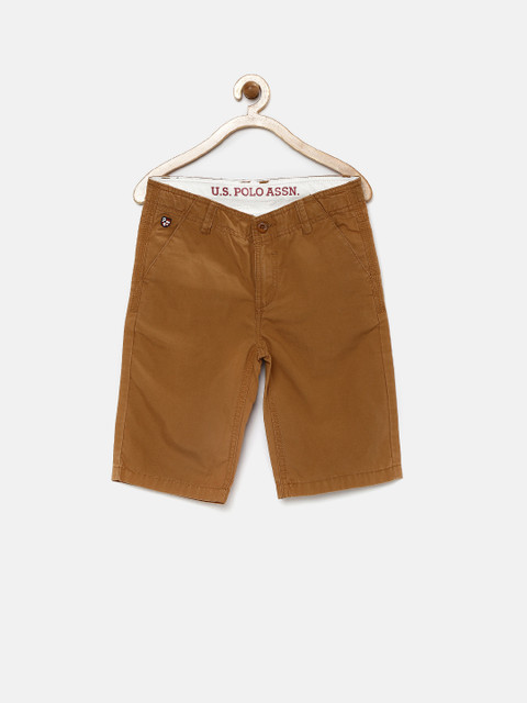 

U.S. Polo Assn. Kids Boys Brown Solid Regular Fit Shorts