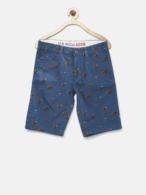 

U.S. Polo Assn. Kids Boys Blue Printed Regular Fit Shorts