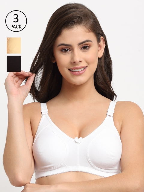 

Friskers Woman Pack of 3 Black & White Padded Premium Cotton Bra