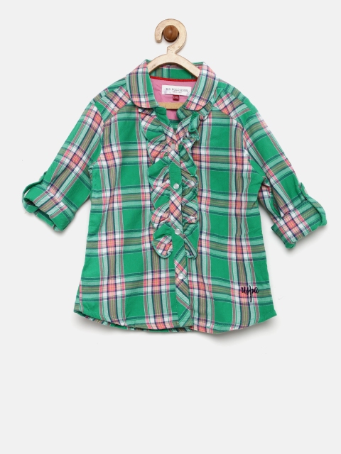 

U.S. Polo Assn. Kids Girls Green Checked Shirt