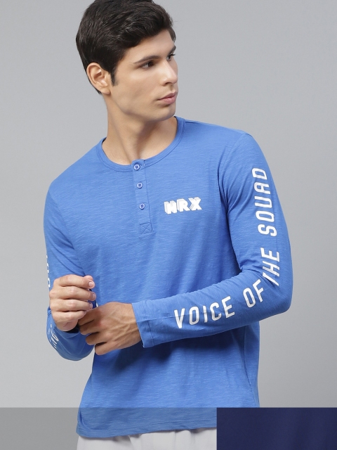 

HRX By Hrithik Roshan Men Pack of 2 Blue Solid Bio-Wash Lifestyle Tshirt