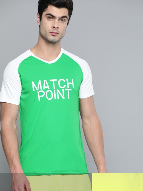 

HRX by Hrithik Roshan Men Pack of 2 Green & Yellow Printed Rapid-Dry Racket Sport T-shirt