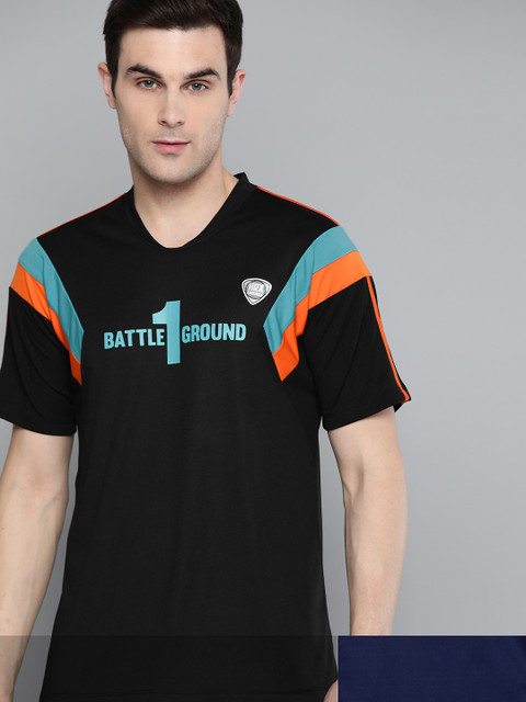 

HRX By Hrithik Roshan Men Pack of 2 Black Typographic Bio-Wash Lifestyle Tshirt