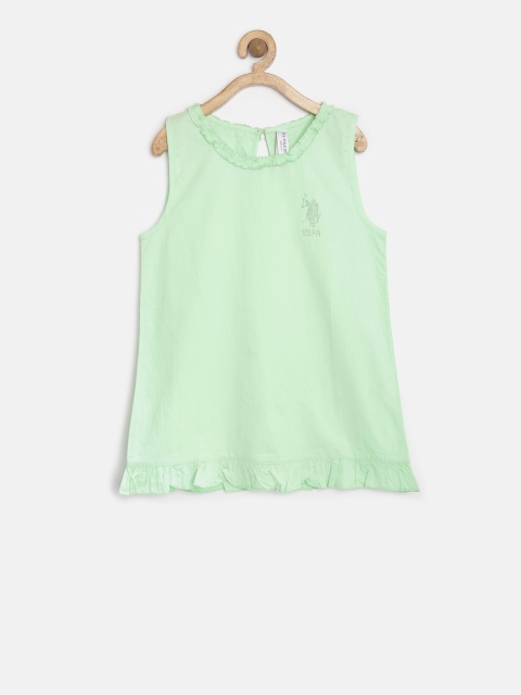 

U.S. Polo Assn. Kids Girls Mint Green Solid Top