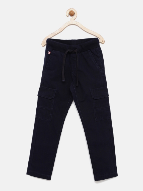 

U.S. Polo Assn. Kids Boys Navy Blue Solid Regular Fit Cargo Trouser
