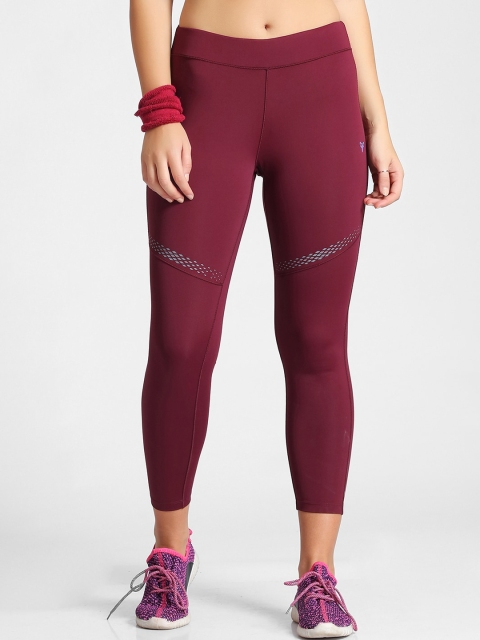 

POKER ACTIVE Women Maroon Solid Ankle Length Slim-Fit Tights