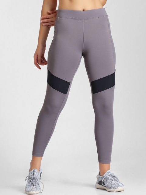 

POKER ACTIVE Women Grey & Black Colourblocked Slim-Fit Tights