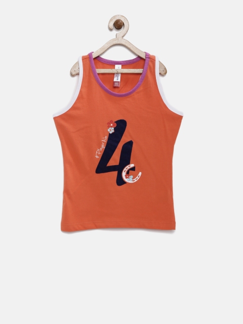 

U.S. Polo Assn. Kids Girls Orange Printed T-shirt