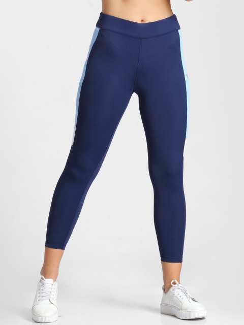 

POKER ACTIVE Women Navy Blue Colourblocked Slim-Fit Ankle Length Tights