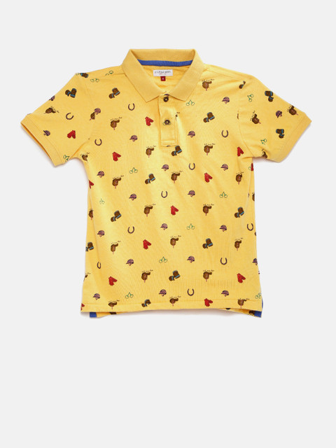 

U.S. Polo Assn. Kids Boys Yellow Printed Polo Collar T-shirt