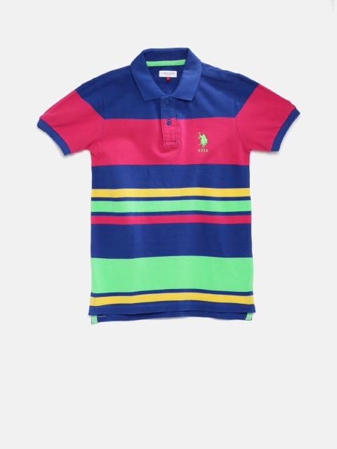 

U.S. Polo Assn. Kids Boys Multicoloured Striped Polo Collar T-shirt, Multi