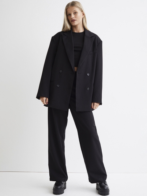 

H&M Women Black Oversized Jacket