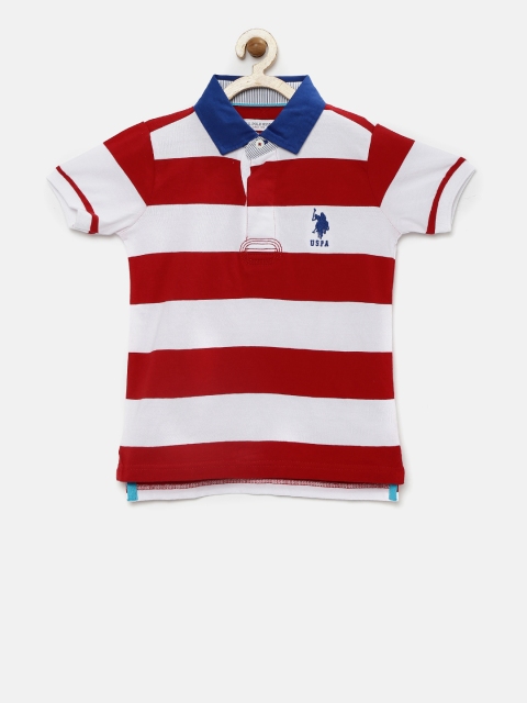 

U.S. Polo Assn. Kids Boys Red & White Striped Polo T-shirt
