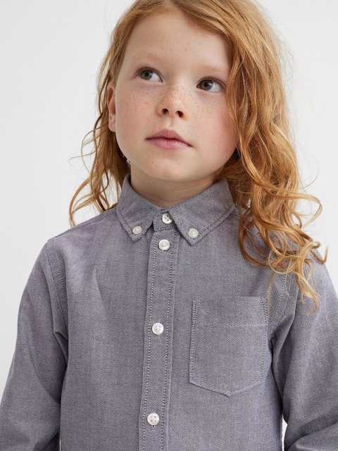 

H&M Boys Grey Solid Oxford Shirt