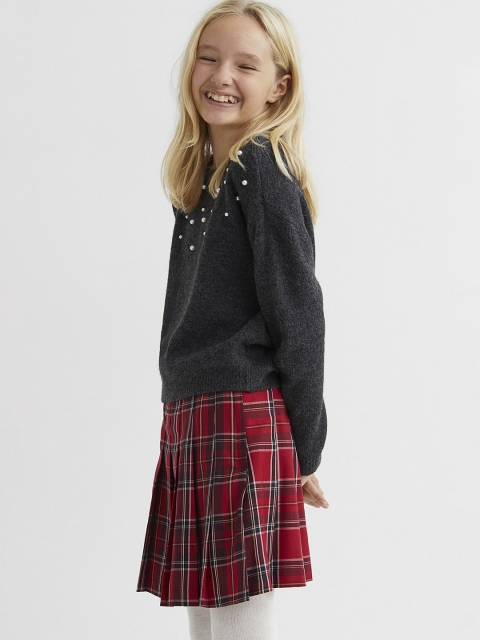 

H&M Girls Red Checked Pleated Skirt