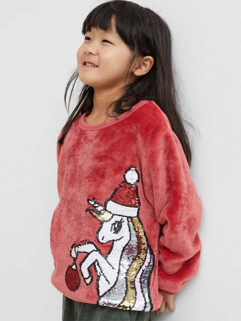 

H&M Girls Red Motif-Front Sweatshirt