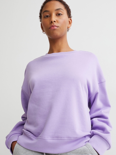 

H&M Women Purple Solid Sweatshirt