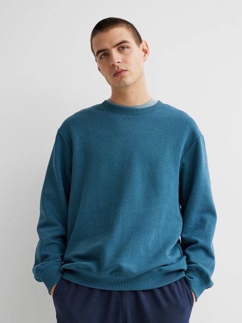 

H&M Men Turquoise Blue Relaxed Fit Sweatshirt